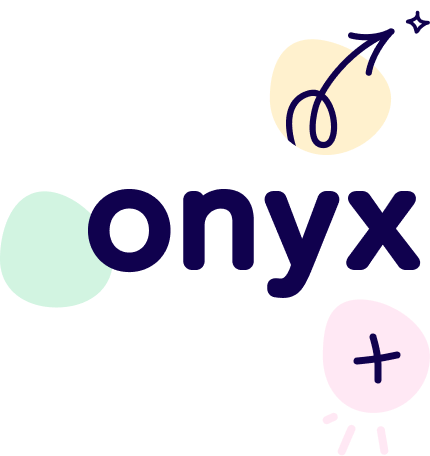 Een kleurrijke logo van Onyx